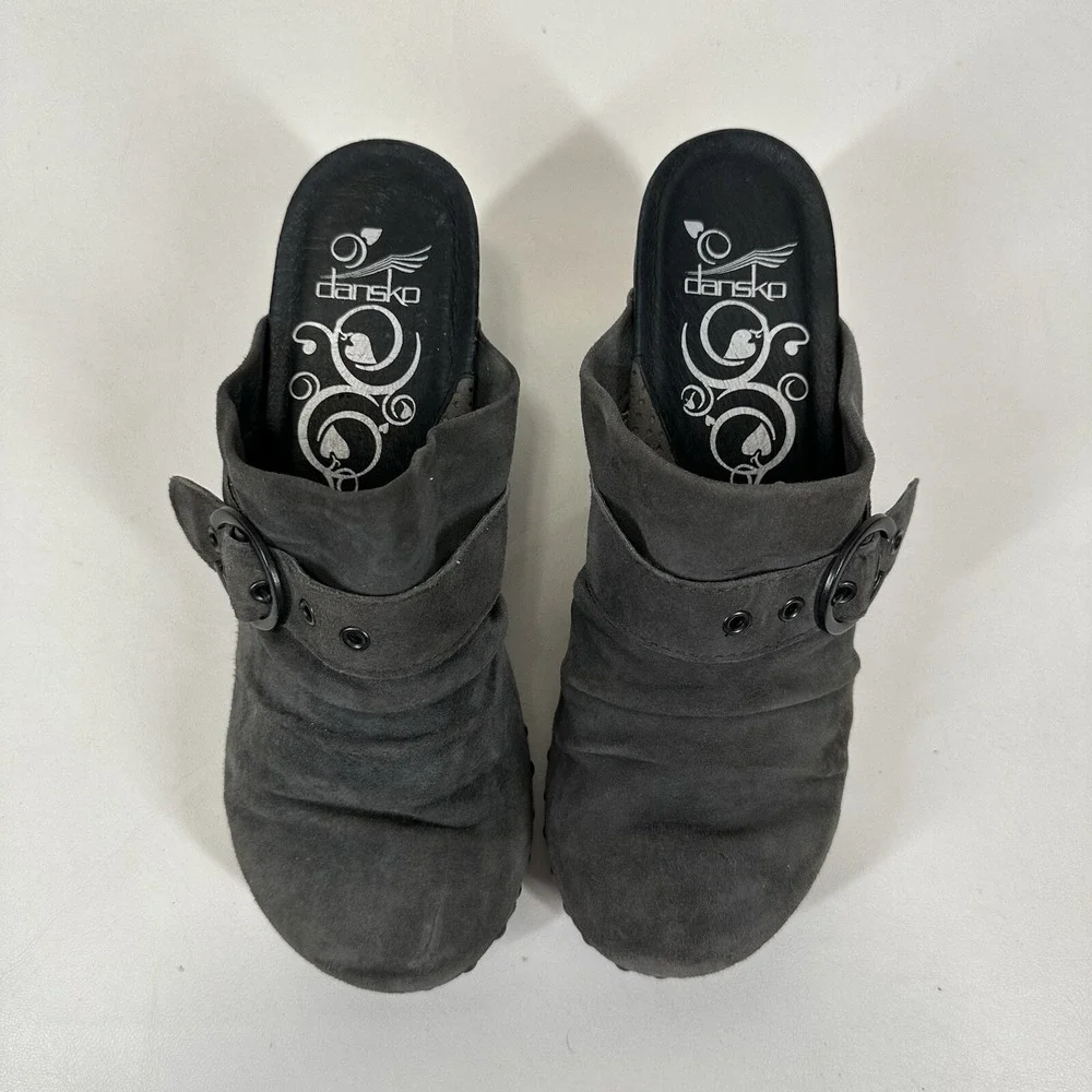 Dansko Nadine Shoes Women's EU 38 US 7.5-8 Gray  Platform Heel Mules‎ Suede